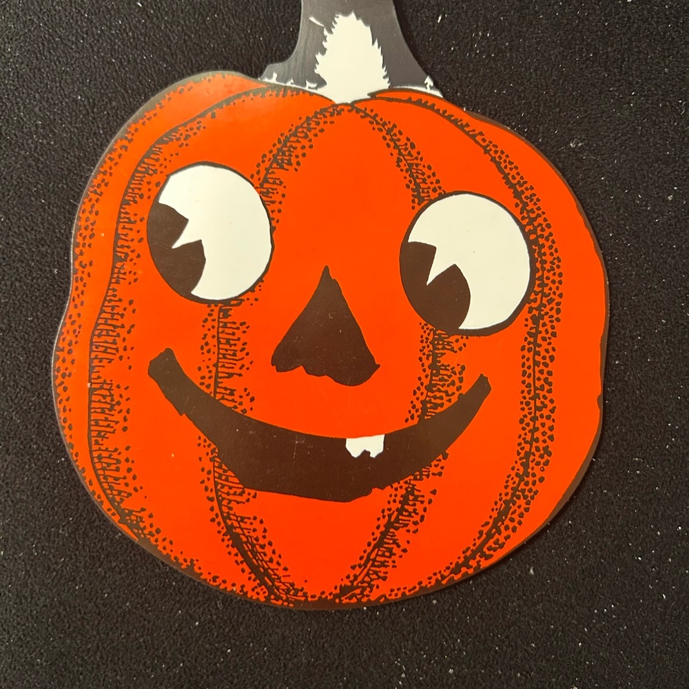 Vintage 1994 Shackman & Co Halloween Pumpkin and Bat Hanging Die Cut 8" - Picture 3 of 4